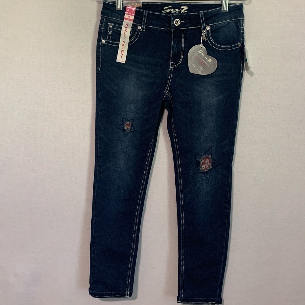 Seven 7 GIRLS Size 16 Ankle Skinny Dark Wash Straight Leg Jeans NEW NWT